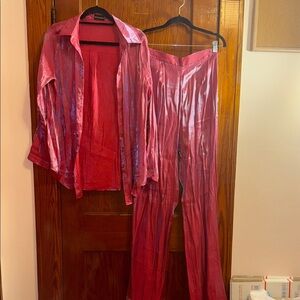 PrettyLittleThing Shimmering Pink Shirt